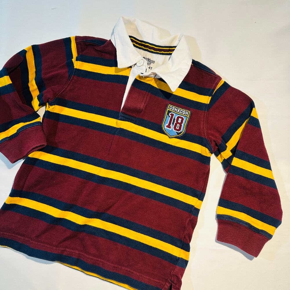 OshKosh B'gosh Striped Polo Rugby Long Sleeve Top Sz 4T